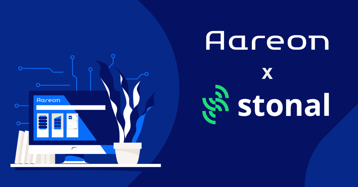 Illustration with the company brand logos of Aareon and Stonal